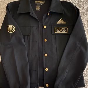 Black and gold Christine Phillips jacket. 95% cotton and 5% Lycra. Size 6.